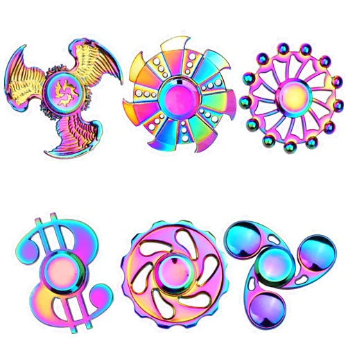 Umnodobn Fidgets Spinners Colorful Fingers Hand Spinner Metal Focus Decompression Autism Toy Fingertip Gyro Stress Relief Fidget Cube Fun Spiral Twister Blocks ADHD EDC Anti Anxiety Gifts Kids Adults Rainwbow