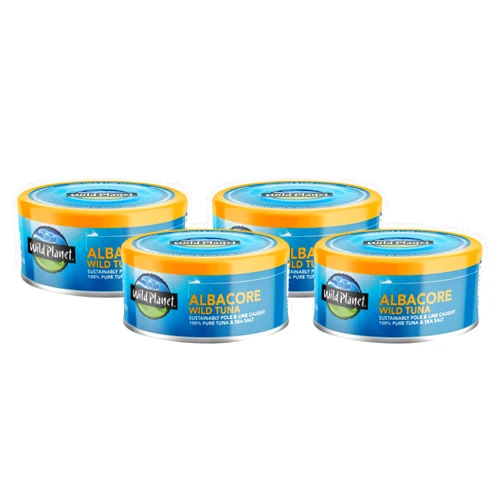 Wild Planet Albacore Wild Tuna with Sea Salt, Canned Tuna, Non-GMO, Kosher, Sustainably Wild-Caught, 5 Ounce, Single Unit/Can (Pack of 4)