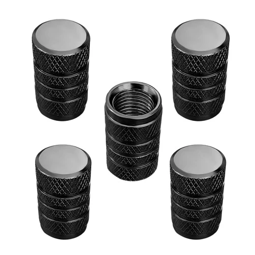 Ohleats 5 PCS Car Tire Valve Stem Caps, Anti-Corrosion Aluminum Alloy Tyre Air Valve Caps, Leak-Proof Tires Air Caps Cover for Auto SUV Truck Motorcycle Bike, Car Accessories (Black)