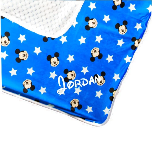 Disney Baby Mickey Mouse BabyBlanket Blue Reversible Blanket Baby Keepsake Crib Blanket with Custom Name