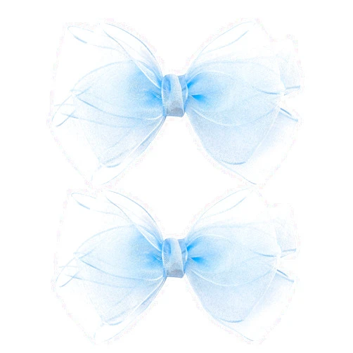Amybasic 5.5-Inch Organza Double Hair Bows Alligator Clips Hair Accessories for Girls Toddler Kids Children Teens -Sky Blue