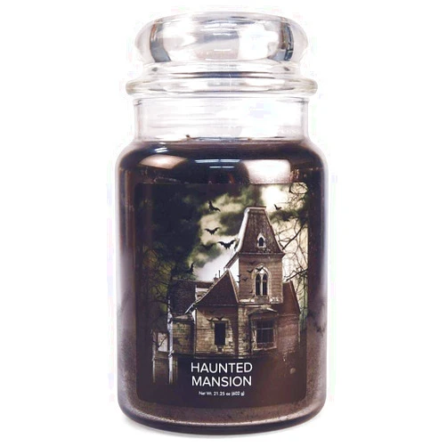 Village Candle Haunted Mansion Large Glass Apothecary Jar Scented Candle, 21.25 oz, Black, 21 Ounce