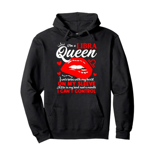Myassil Libra Queen September October Birthday Libra Zodiac Sign Lip Pullover Hoodie