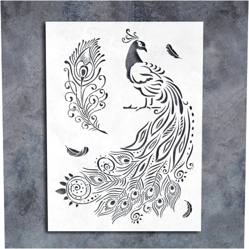 G GSS Designs GSS Designs Large Peacock Stencil - 16x21 Inch Reusable Wall Stencils for Painting Large Pattern - Mylar Peacock Feather Stencil for Crafts and Decorations