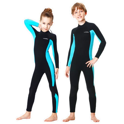 Lansru Kids Wetsuit - 3/2 mm Premium CR Neoprene Full Suit | UV Protection | Back Zip for Surfing, Swimming, Snorkeling, Diving, Kayaking | Ideal Thermal Swimsuits in Cold Water | Boys & Girls