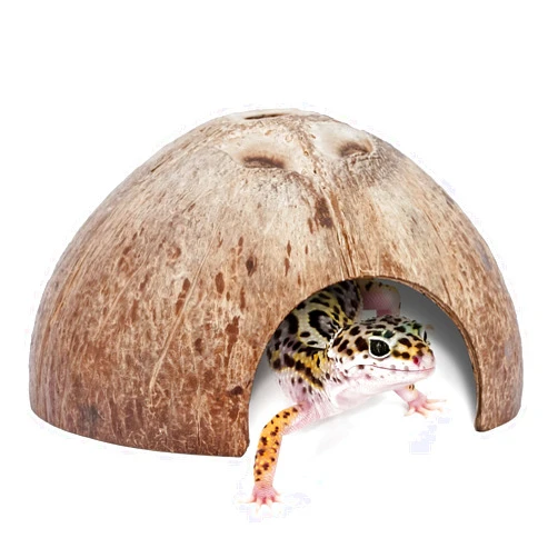 Niteangel 2 Pack Natural Coconut Reptile Hideouts, Lizard, Spider and Aquarium Fish Hide Cave (Smooth Surface)