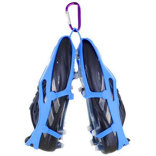BOVAI Shoe Holster for Backpack With Clip Elastic Silicone Cleats Holder For Sports Footwear (Blue, S/M)