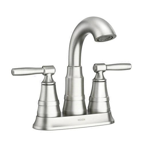 Moen Halle Spot Resist Brushed Nickel Two-Handle Centerset Bathroom Sink Faucet with Drain Assembly, 84971SRN