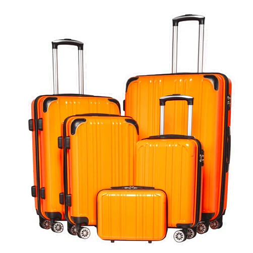Coolife Luggage Expandable 5 Piece Sets PC+ABS Spinner Suitcase 20 inch 24 inch 28 inch (orange new)