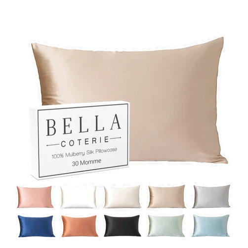 BC BELLA COTERIE Bella Coterie Luxury Silk Pillowcase for Hair and Skin | 30 Momme | 100% Pure 6A Mulberry Silk | Super Soft | Perfectly Plush [Standard, Champagne]