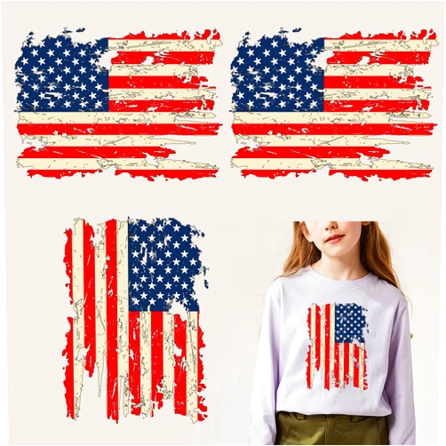 FUKIDOG 3 Sheets 4th of July Iron on Decals Independence Day Vinyl Heat Transfer Stickers Patriotic Iron on Patches American Flag Pattern Decals Sticker Appliques for Clothes T Shirts DIY Crafts