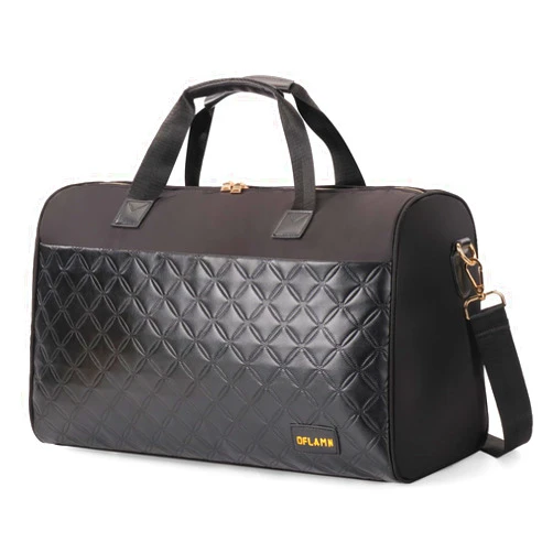 Oflamn Weekender Overnight Bag for Women Bohemian Style with Shoe Compartment, Travel Duffle Bag Set (black)