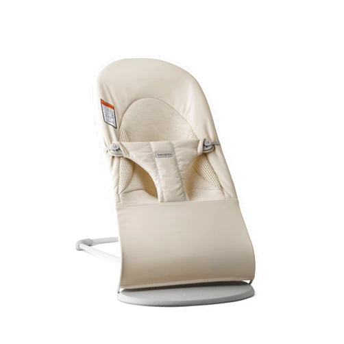 BabyBjörn Bouncer Balance Soft, Light Beige, Woven/Jersey, Tri-Fabric | 2-in-1 Adjustable Baby Bouncer Seat and Toddler Chair, Newborn to Toddler (8-29 lbs), 4 Positions, Lightweight & Portable