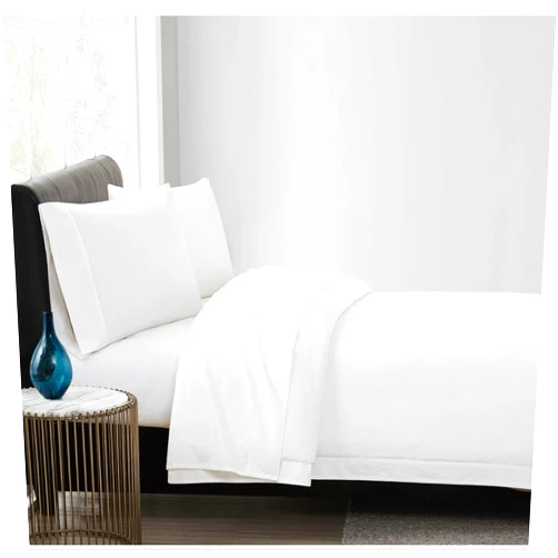 Vince Camuto 400TC Percale White King 4 Piece Sheet Set