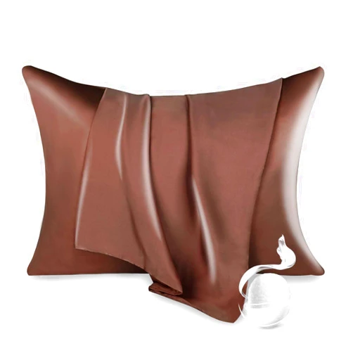 Momelo 100% Pure Mulberry Silk Pillowcase for Hair and Skin, King Size 20”*36” Cooling Silk Pillow Case by Zipper Closure, Smooth and Soft Dual Sides Silk Pillow Cover for Women. (Coffee, King-1 Pcs)