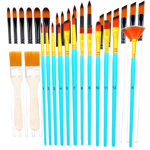Sdanart 32 pcs Paint Brushes Set for Acrylic Painting,Watercolor,Oil，Inks，Gouache，Crafts, Brush Tip with Flat，Round, Angle，Filbert,Fan, Detail Brushes，Paint Brush Set for Artists and Beginners
