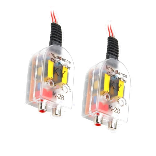 Leediga 2 PCS Car Audio Converter, High Frequency to Low Frequency Output Subwoofer Harness with Transformer, Speaker Output to RCA Controller, Universal for Cars Audio Modified Parts (Multicolored)
