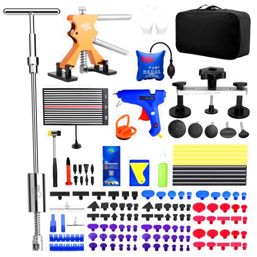 Fly5D Dent Puller Kit, Paintless Dent Repair Kit with 142Pcs PDR Tools, Capable of Repairing 95% of Car Dents for Repair Work of Big Dents, Small Dents, Door Ding, Creases and Hail Damage