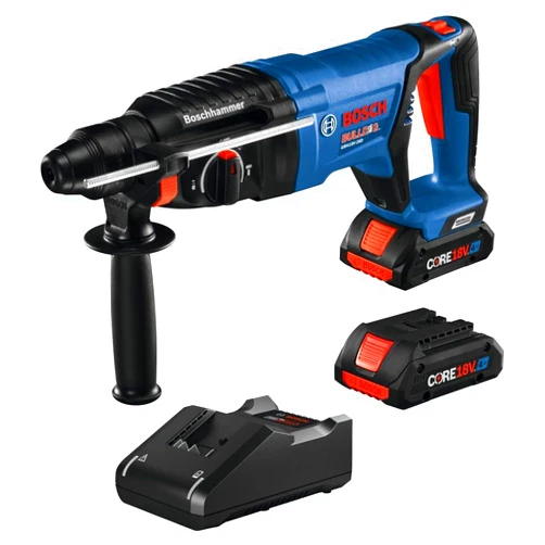 BOSCH GBH18V-26DK25 18V EC Brushless SDS-plus® Bulldog™ 1 In. Rotary Hammer Kit with (2) CORE18V 4 Ah Advanced Power Batteries