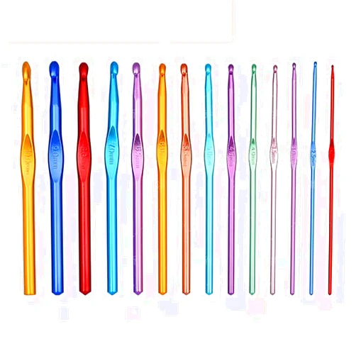 Lirmiery 14 pcs Multicolor Aluminum Crochet Hooks Knitting Needles Craft Yarn （2.0mm-10.0mm）