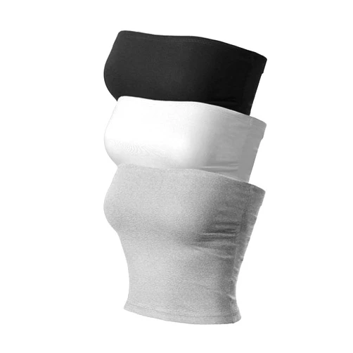 SOLY HUX Women's 3 Pack Tube Tops Strapless Crop Top Summer Sexy Going Out Basic Bandeau Tops