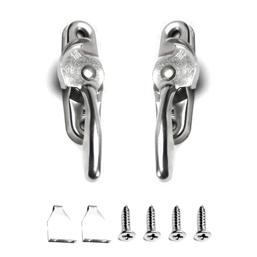 MroMax Window Sash Lock Stainless Steel Chrome Finish Spring-Acted Right Left Hand Silver Tone 1 Pair
