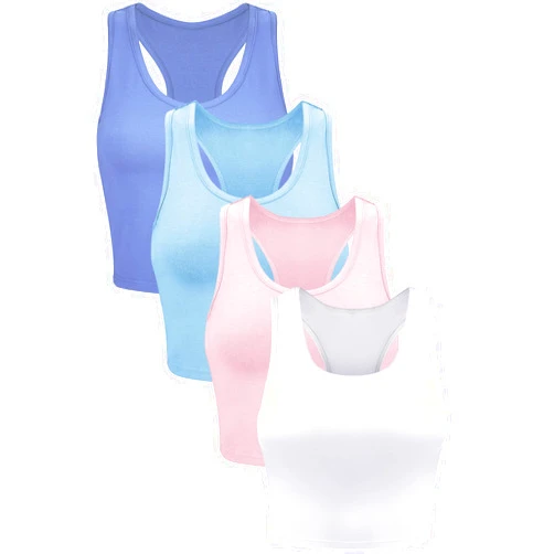 Geyoga 4 Pieces Basic Workout Crop Tank Tops Sleeveless Racerback Sport Tank Top for Women Yoga Running