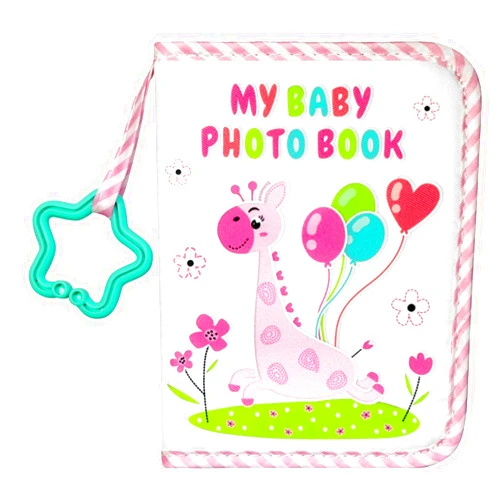 HarvMax Baby's First Family Album - Soft Cloth Photo Book Gift Set with Baby-Safe Mirror | 5.5x7 Inch Holds 17 Photos Fabric Memory Book for Newborns, Toddlers, Baby Showers