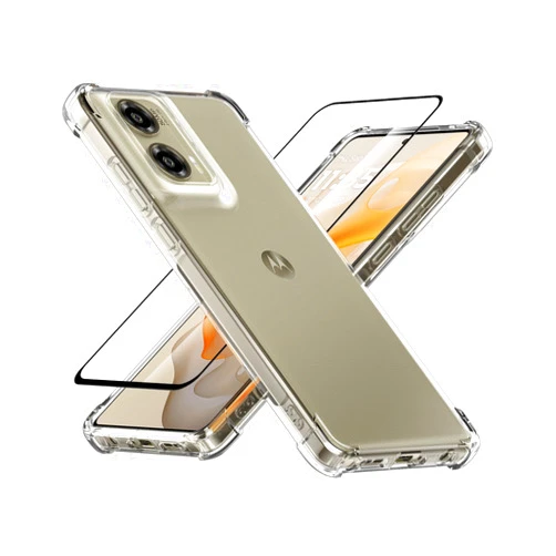 Cresee for Motorola Moto G Stylus 5G 2024 Case + Screen Protector Tempered Glass, Clear Phone Case Reinforced Corner Shockproof Flexible TPU Silicone Cover for Moto G Stylus 5G 2024 - Transparent