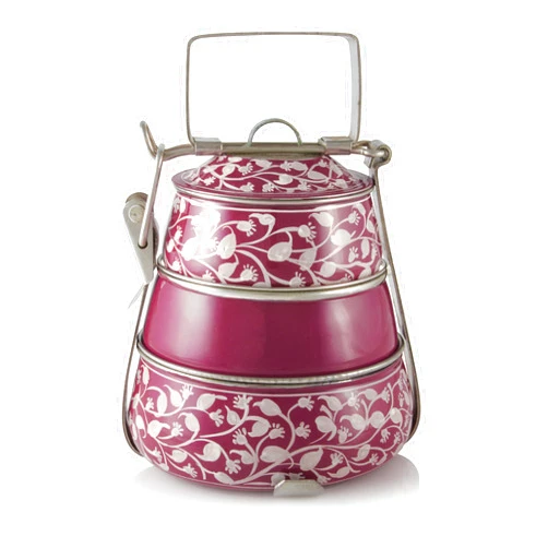 Indian-Tiffin 3 Tier Pyramid Purple Handpainted Tiffin by Indian-Tiffin