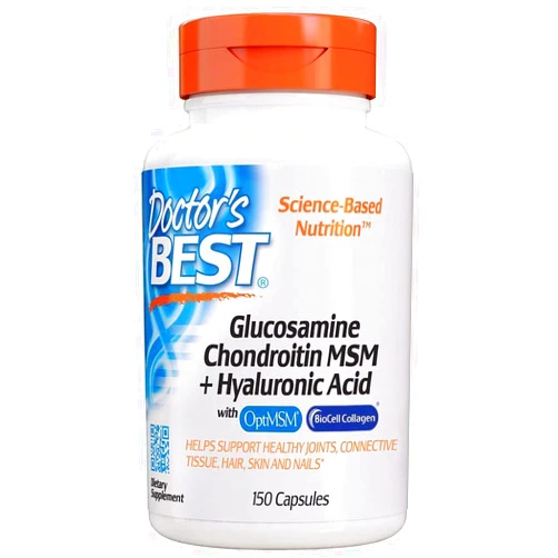 Doctor's BEST Doctors Best Glucosamine Chondroitin MSM + Hyaluronic Acid, 150 Caps