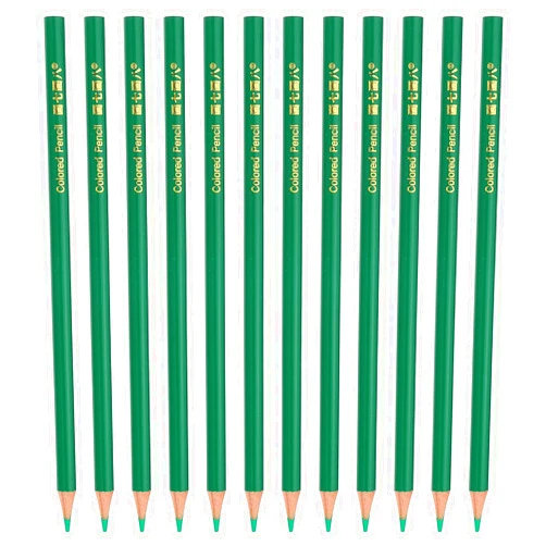 PATIKIL Green Colored Pencils Set,12 Pcs Oil Color Pencils Wooden Coloring Drawing Pencil for Artists Art Painting