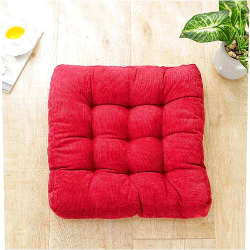 ZZenSmot Modern Simple Thicken Chair Cushion Corduroy Chair Pad Comfort Soft Tatami Seat Cushion Floor Pillow for Kitchen Living Room Balcony Home Decor-Red 55x55cm(22x22inch)
