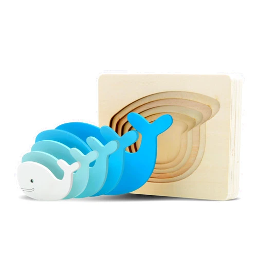 TEKOR Wooden Multi-Layered Animal Puzzles Unique Whale Wooden Animal Puzzle Montessori Panel Early Educational Toys for Kids Ages 3 and Up | Colorful Wooden Puzzle for Toddlers