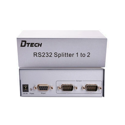 DTech 2-Port RS232 Serial Splitter Box COM Port Expander 1x2 with Power Adapter for Sharing PCs and Capture Data