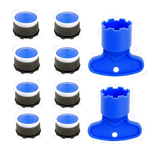 bnafes 8PcsFaucet Aerator M18.5, Aerator Replacement for Sink Faucet Flow Restrictor, Kitchen Cache Aerators Bathroom Sink Aerator with Key Removal Wrench Tool (18.5 MM)