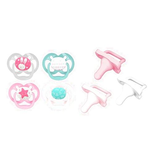 Dr. Brown's Advantage Glow-in-The-Dark Pacifier, 100% Silicone Baby Paci Symmetrical & HappyPaci 100% Silicone Pacifier 0-6m, BPA Free, White, Pink, Light Pink
