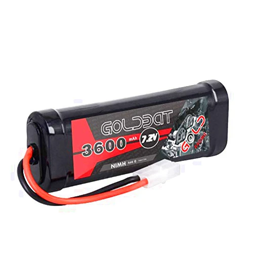GOLDBAT 3600mAh 7.2V NiMH RC Battery with Tamiya Connector for for RC Evader BX Car Truck Truggy Buggy Tank Car Racing (3600-7.2V-Tamiya)