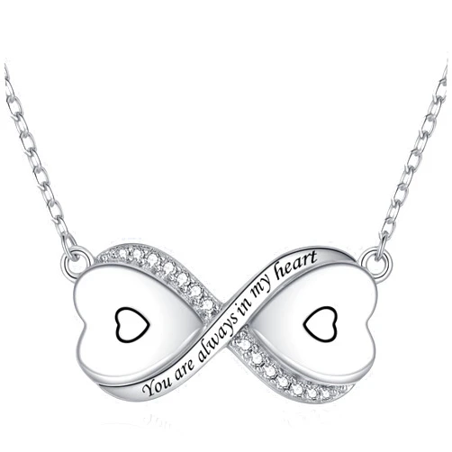 SOLOLIKE Sterling Silver Dual Infinity Urn Necklace for Women: Double Heart Cremation Necklaces Jewelry Hold Two Ashes - Infinity Memorial Keepsakes Pendant Jewelry Gifts for Loved Ones
