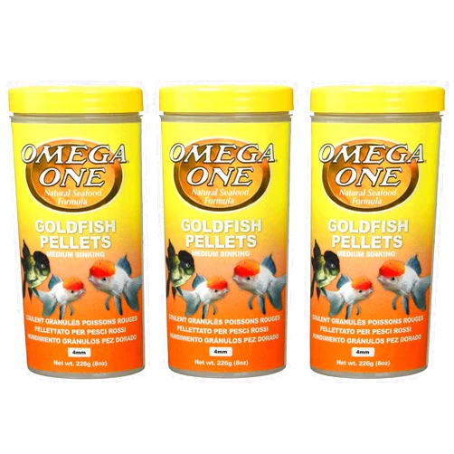 Omega One 3 Pack of Goldfish Medium Pellets, 8 Ounces Each