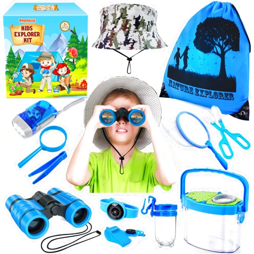 ESSENSON Bug Catcher and Kids Explorer Kit, Outdoor Bug Catching Explorer Adventure Kit with Binoculars, Summer Outdoor Toys for Kids Ages 4-8