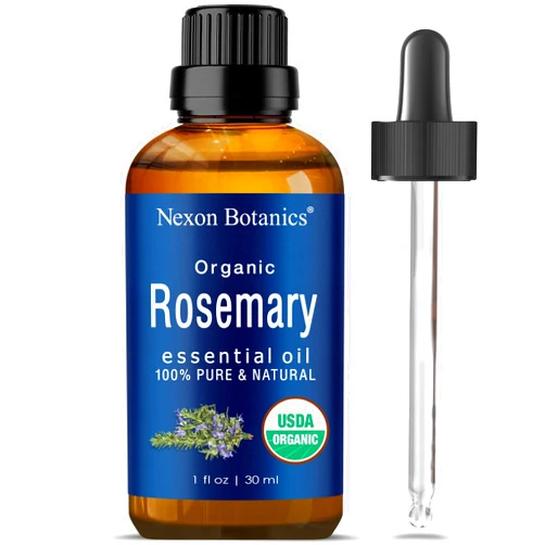 Nexon Botanics Organic Rosemary Essential Oil, 30 ml, Undiluted, USDA Certified Pure, Natural Therapeutic Grade, for Aromatherapy, Skin, Hair Care, Massage, Mood Uplift
