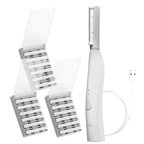 SPA SCIENCES - SIMA Patented Dermaplane Razor for Women Face – Painless 2-in-1 Facial Exfoliation & Peach Fuzz Hair Removal – Anti-Aging – 3 Speeds – Rechargeable – 19 Weeks Treatment