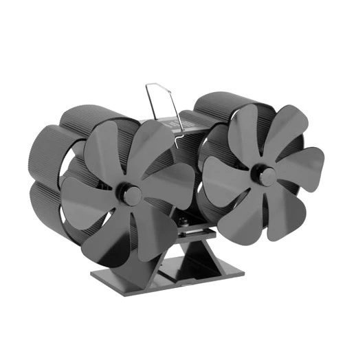 ikasus 12 Blades Stove Fan, Silent Wood Stove Fan, Fireplace Fan with Magnetic Thermometer & Gloves, Push Horizontal Air Flow, Heat Powered Wood Stove Fan for Wood Burning Stove/Gas/Pellet/Log Type 6