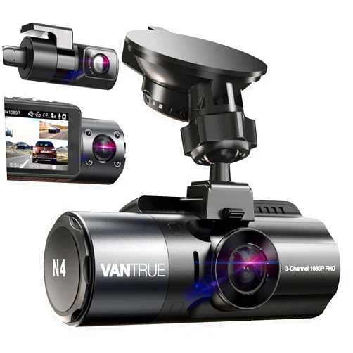 Vantrue N4 3 Channel Dash Cam, 4K+1080P Front and Rear, 1440P+1440P Front and Inside, 1440P+1440P+1080P Three Way Triple Car Camera, IR Night Vision, 24 Hours Parking Mode, Support 256GB Max