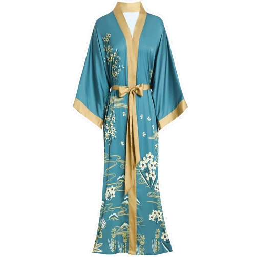 Aensso Long Soft Lightweight Silky Kimonos Robes for Women, Luxury Japanese Floral Womens Kimono Robe