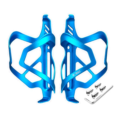 Corki Cycles Heavy Duty Bike Water Bottle Holder, Lightweight Aluminum Cage Shockproof Design for Road Mountain Gravel Bikes, Holds 18-30 oz, 2-Pack Blue