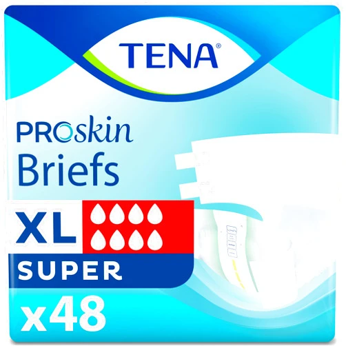 TENA Incontinence Adult Diapers, Maximum Absorbency, Disposable Briefs, ProSkin - X-Large - 48 ct