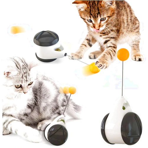 Aigemi Interactive Cat Toy,Balanced Cat Chasing Catnip Toy for Indoor Cats Auto Rotate Ball Funny Kitten Catnip Ball Toys (White)