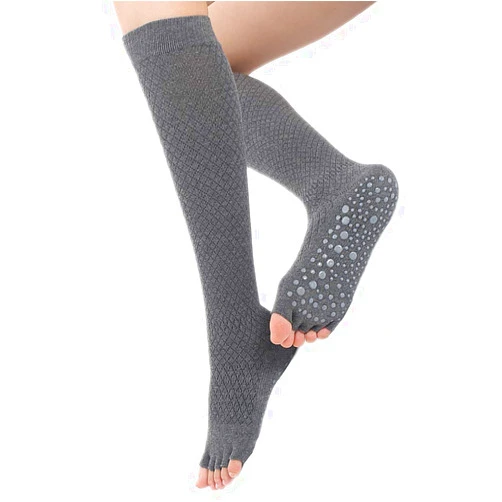 SOXURY Yoga Socks for Women Non Skid Thigh Highs Knee High Pilates Ballet Dance Toeless and Five Toes Long Calf Socks